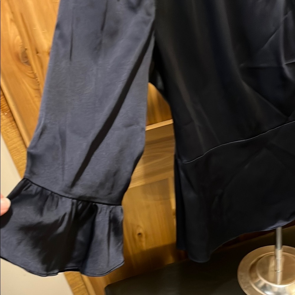 7th Avenue Design Studio by NY&Co Midnight Blue Wrap Blouse - Picture 4 of 9